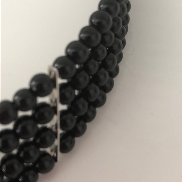 CHOKER BLACK BEADED WITH SILVER TONE BARS NWOT - Picture 7 of 7